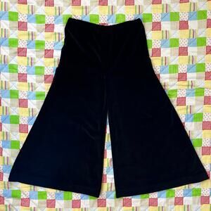 Vintage 70s‎ Black Velvet Palazzo Pants Cropped Wide Leg // Size Large or XL